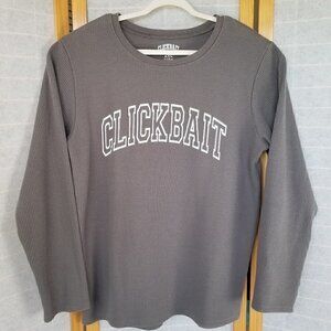 Men's Gray Long Sleeve Waffle Thermal Shirt Size 2XL Clickbait Novelty Graphic